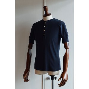 画像: Schiesser Henley Neck Short Sleeve KARL HEINZ Blueblack シーサー ヘンリーネック 半袖 ネイビー